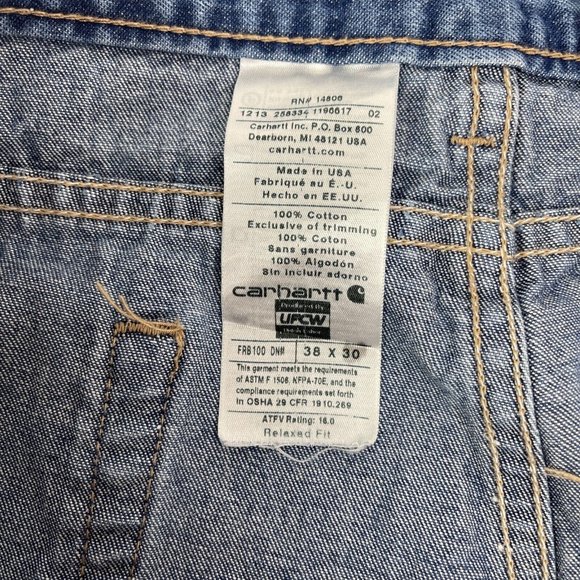 Vintage Carhartt FR Blue Jeans Mens size 38x30 Made in USA - Picture 10 of 11